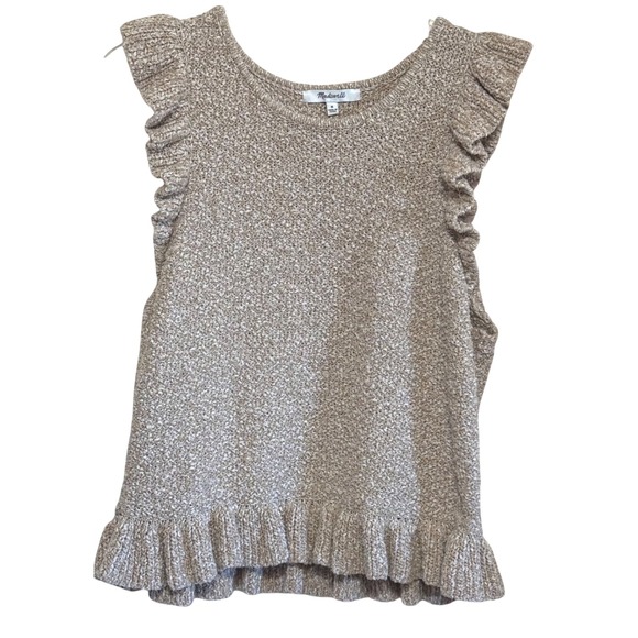 Madewell Marled Honey Tan Nicollet Ruffle Sweater Tank Size Women's Medium - Picture 1 of 10